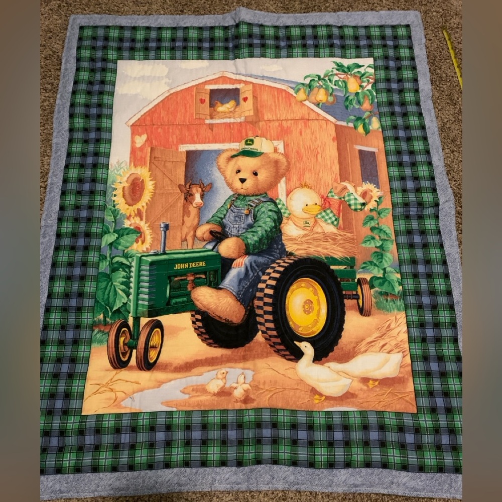 John Deere panel. Hand quilted to make detail pop!